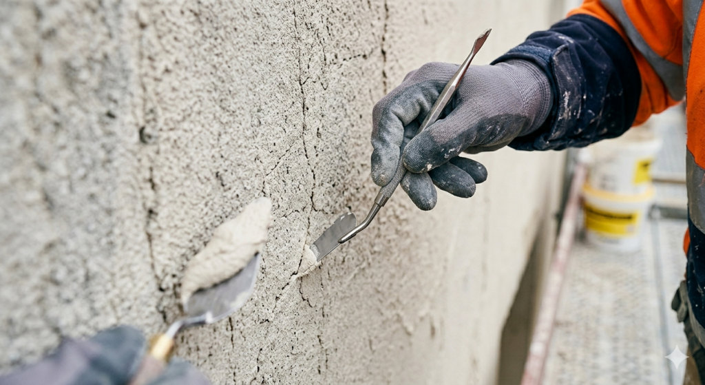 Artisan faisant de la réparation et rénovation de façade, pour ravalement de façade